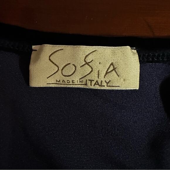 Sofia Made in Italy Blue Velvet Velour V Neck Top Shirt Large L Vintage Shirt - Picture 10 of 14